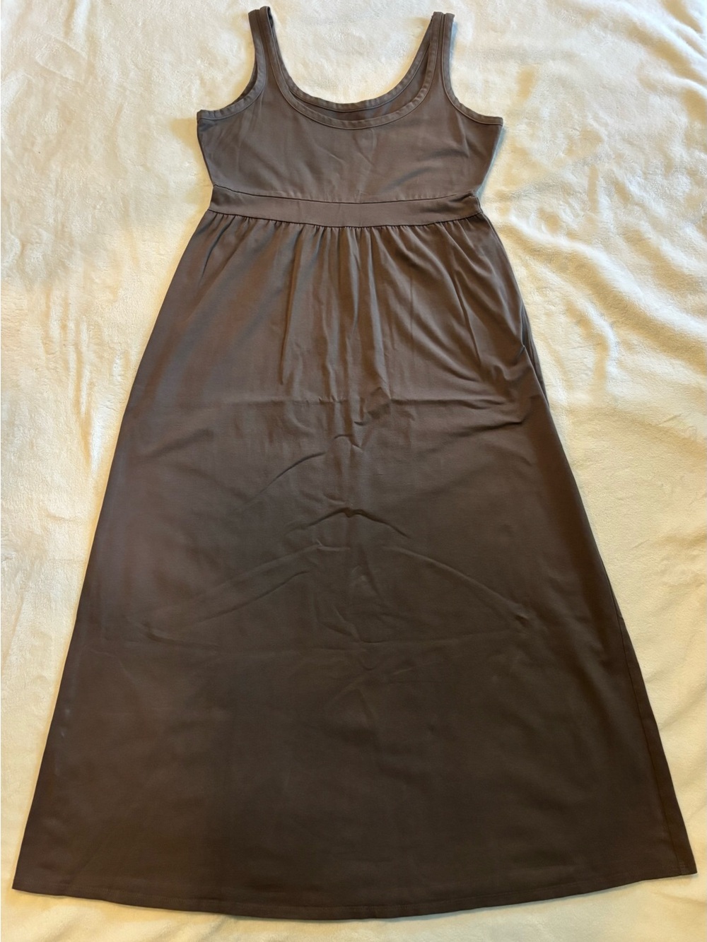 Green Cotton Sleeveless Brown Tank Maxi Dress Medium